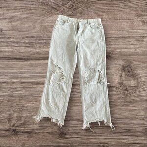 Free People Light Distressed Straight Leg Jeans